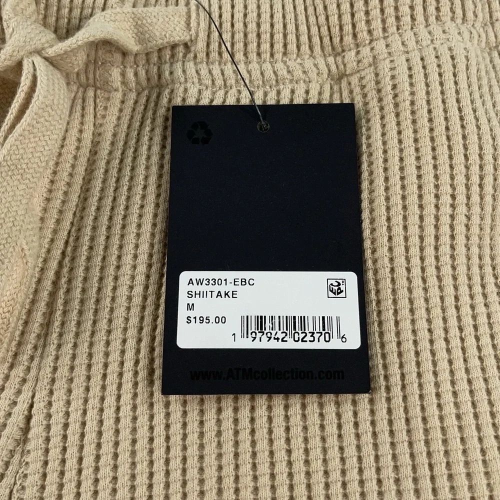 ATM Anthony Thomas Melillo Waffle Knit Wide Leg Sweatpants‎ Shitake Medium NWT